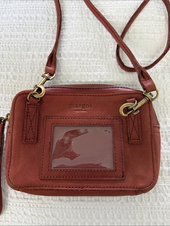 margot Handbags - margot Burnt Orange Leather Crossbody with ID Window great condition